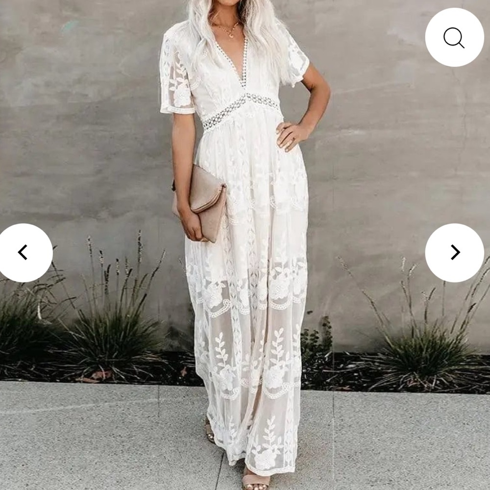 Chic Ivory Lace Maxi Dress